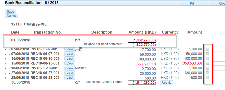 如果上月有未兌現的支票在本月已兌現,可新增訂來輸入這些金額。 在截圖的例子中,有一筆 CR 2000 的上月未兌現,在本月兌現。 如果上月有未兌現的支票在本月已兌現,可新增訂來輸入這些金額。 在截圖的例子中,有一筆 CR 2000 的上月未兌現,在本月兌現。